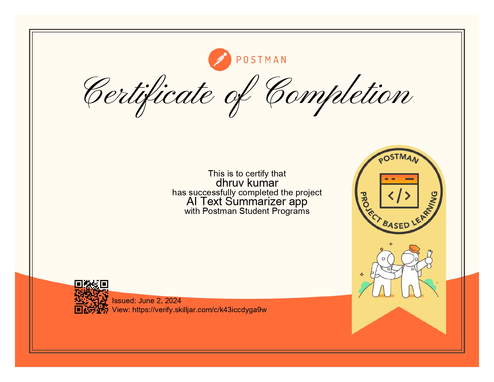 AI Summarizer app certificate